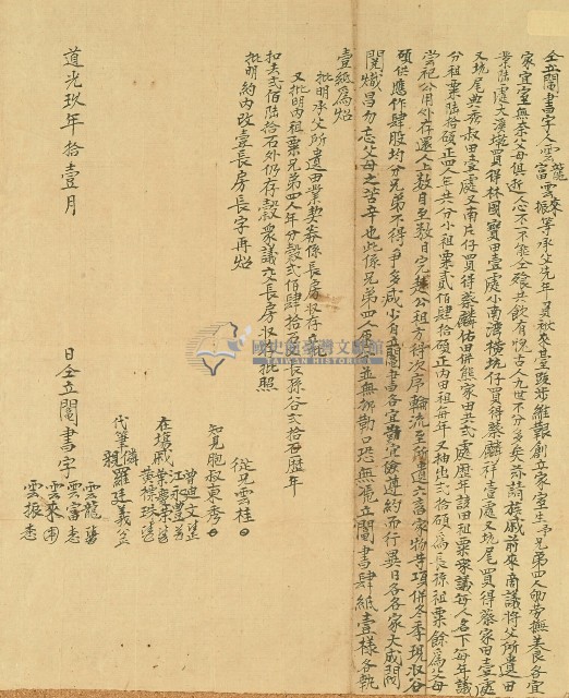 道光九年雲龍等人仝立鬮書字藏品圖，第1張