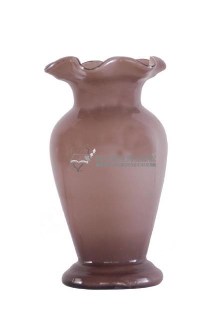 淺紫棕色花口豐肩式玻璃花瓶藏品圖，第1張