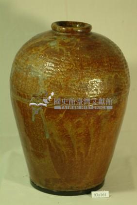 帶款紅棕褐釉拍打印紋窄口豐肩式陶甕藏品圖，第1張