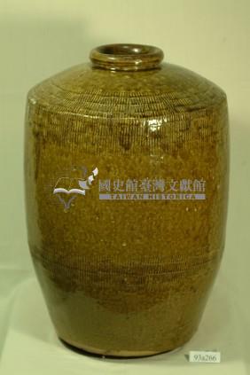 斑點綠褐釉拍打印紋窄口直壁式陶甕藏品圖，第1張