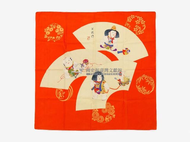 紅色浮世繪繡樣包巾藏品圖，第1張