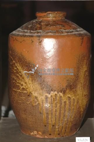 紅棕釉窯變窄口直壁式陶甕藏品圖，第1張