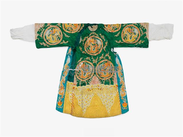 綠色龍紋長擺戲服藏品圖，第1張