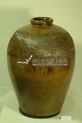 棕褐釉拍打印紋窄口豐肩式陶甕藏品圖，第1張