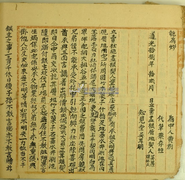 道光二十八年蔡央等二人立賣杜絕盡根契藏品圖，第1張