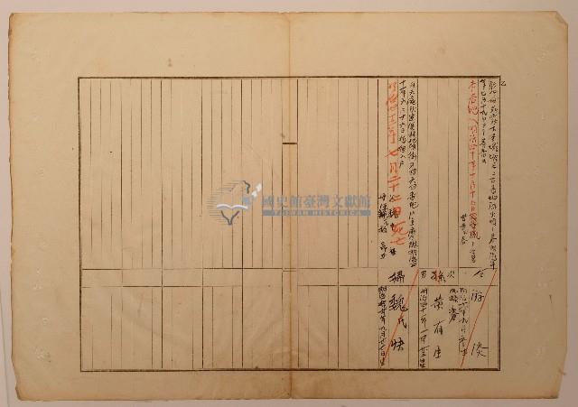 南投廳埔里社堡牛眠山庄第113番戶689番地警第114號戶長黃加蝚之戶口調查表單乙2藏品圖，第1張