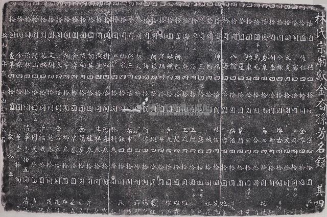 林氏宗廟獻金裔孫芳名錄拓本（祀）藏品圖，第1張