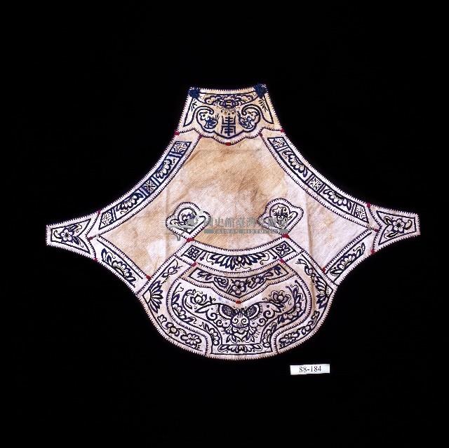 福壽康寧刺繡白棉雙層口袋葫蘆形肚兜藏品圖，第1張