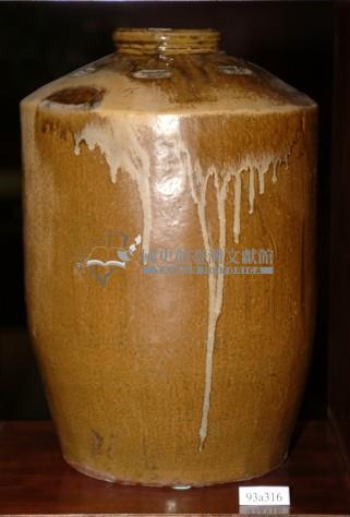 黃棕釉流釉窄口直壁式陶甕藏品圖，第1張