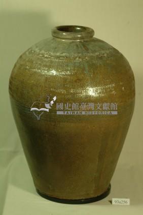 青褐釉拍打印紋窄口豐肩式陶甕藏品圖，第1張