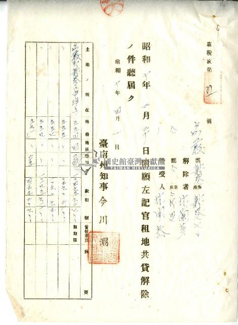 昭和十年官租地共貸解除證明藏品圖，第21張