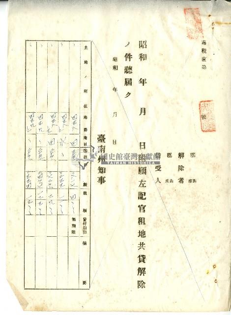 昭和十年官租地共貸解除證明藏品圖，第30張
