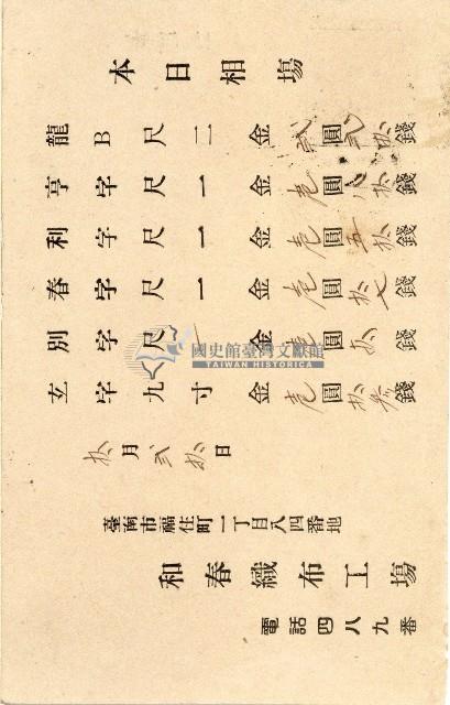 蔡敦波家族領收商界親友之邀請函與明信片組藏品圖，第144張