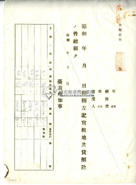 昭和十年官租地共貸解除證明藏品圖，第4張