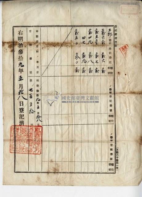 明治三十九年林噯哮立杜賣盡根田契字藏品圖，第4張