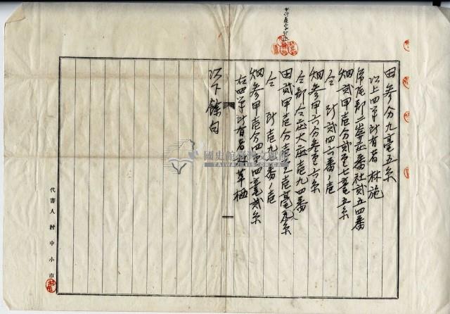 大正十二年廖溫魁等三人土地豫約賣買契約證書藏品圖，第4張