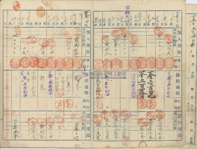 大正十四年弍月五日貯金者組合員蔡氏免於有限責任鹿港信用組合開立之小口當座貯金通帳藏品圖，第4張