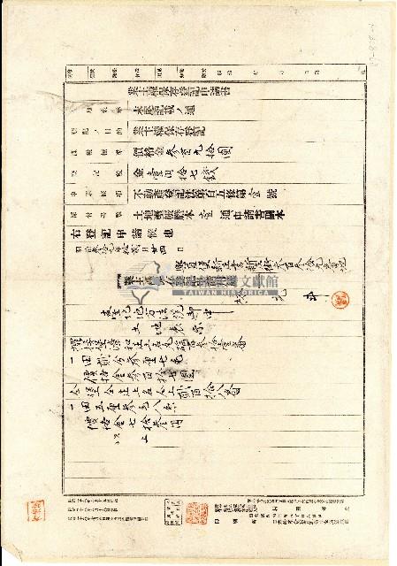明治三十九年林光斗業主全保存登記申請書藏品圖，第4張