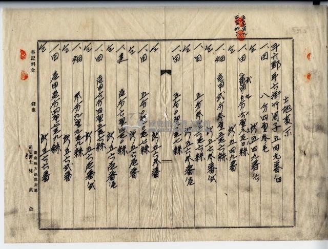 昭和十四年林連枝等三人土地賣買契約書藏品圖，第14張