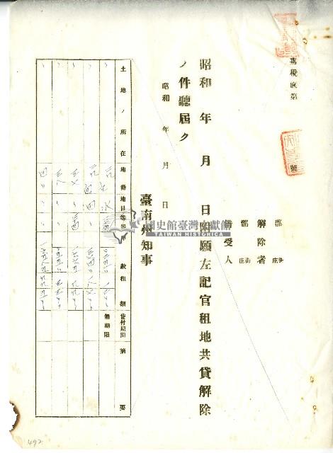 昭和十年官租地共貸解除證明藏品圖，第5張