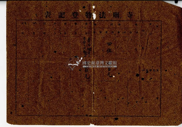 民國三十六年臺灣省臺中縣政府寺廟登計表藏品圖，第5張
