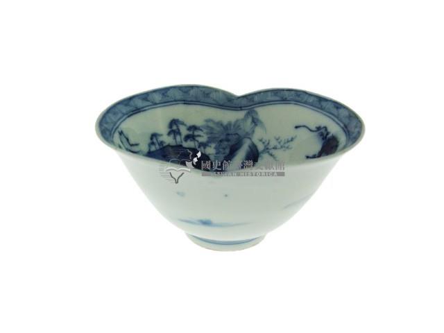 青花題詩寫意山水人物紋花口碗（多組）藏品圖，第5張