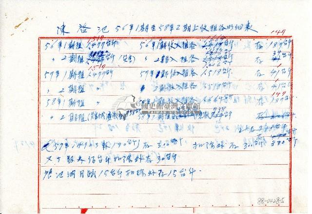 廖史豪、廖史眼伍拾捌年第貳期收租谷明細表藏品圖，第5張