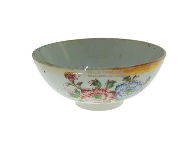 金口彩繪印紋折枝花卉紋瓷碗（多組）藏品圖，第9張