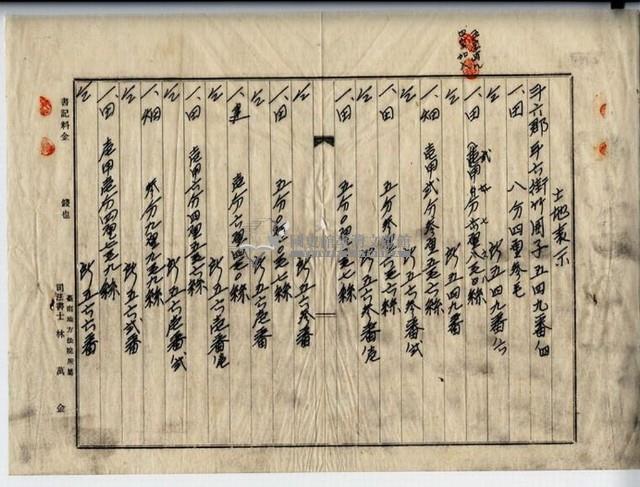 昭和十四年林連枝等三人土地賣買契約書藏品圖，第9張