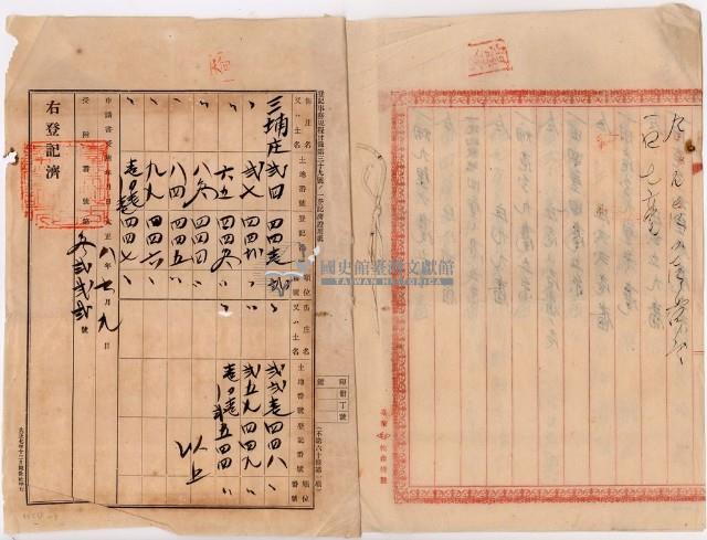大正八年張標及張春仲繳納典權設定登記債權額領收證明藏品圖，第9張