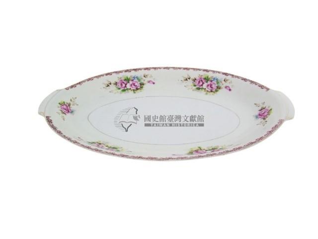 彩繪印花折枝花卉紋橢圓形盤（多組）藏品圖，第9張