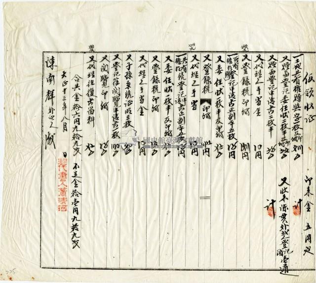 大正十三年陳南輝繳納代書費用假領收證明藏品圖，第2張