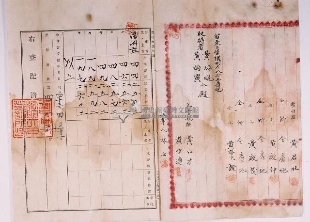 明治四十三年黃炳焜等八人與黃海立持分交換契約字藏品圖，第2張