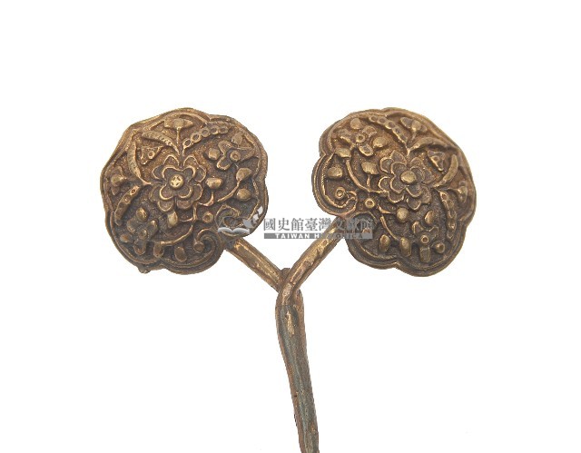 金屬製雙頭雕花髮釵藏品圖，第2張