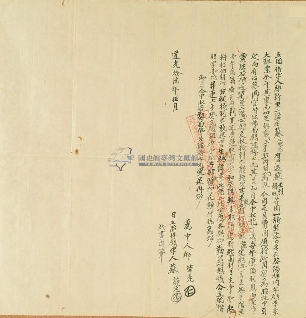 道光十六年維新里二濫庄蘇葩老胎借契藏品圖，第2張