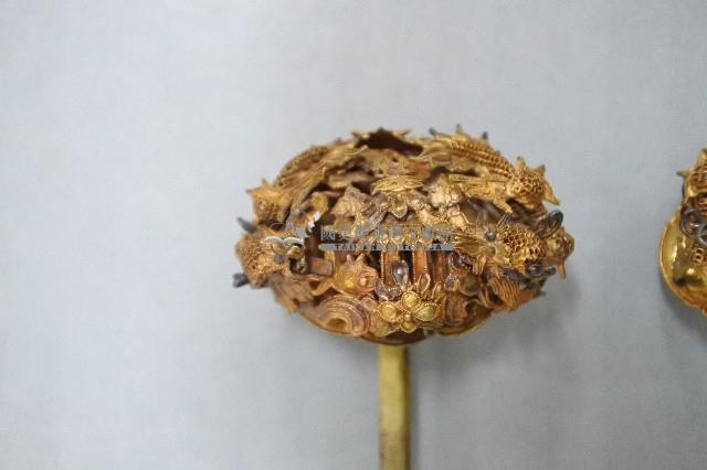 清代雙龍環塔之鎏金髮簪藏品圖，第2張