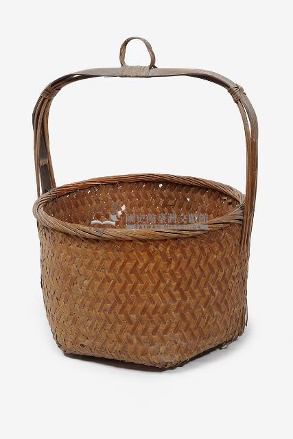 提梁竹編式深腹謝籃(缺蓋子)藏品圖，第1張