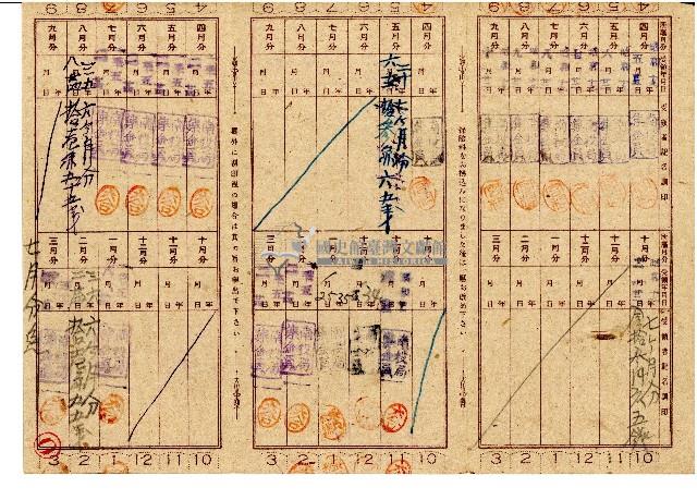 昭和十九年劉敦繳納保險費用之領收帳藏品圖，第2張