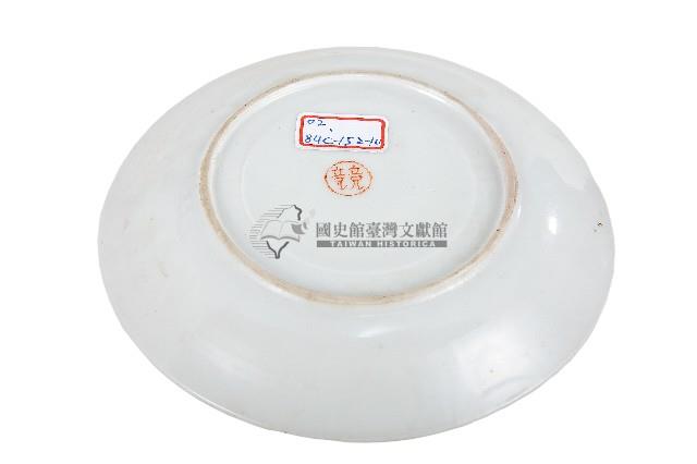 黃邊印花彩繪雙花卉紋白地瓷盤藏品圖，第2張