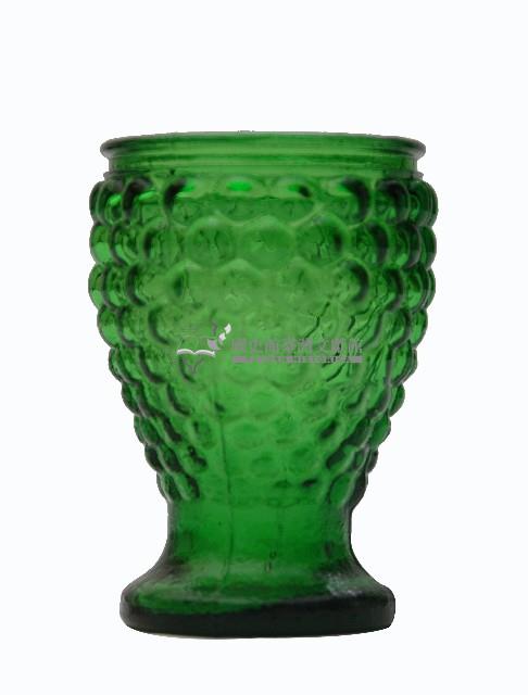 綠色圓形稜狀浮雕玻璃杯藏品圖，第2張