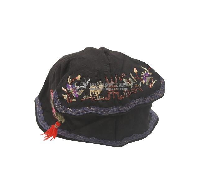 黑色壽字繡樣童帽藏品圖，第2張