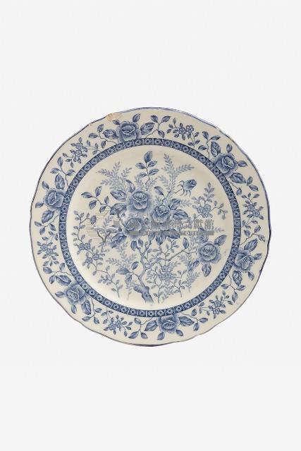 青花折枝玫瑰花樹紋花口盤藏品圖，第1張