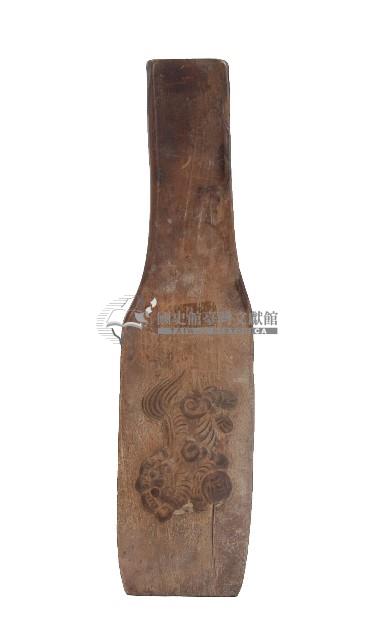 木色獅戲球型製粿木製模具藏品圖，第2張