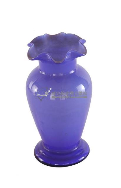 紫藍色花口豐肩式玻璃花瓶藏品圖，第2張