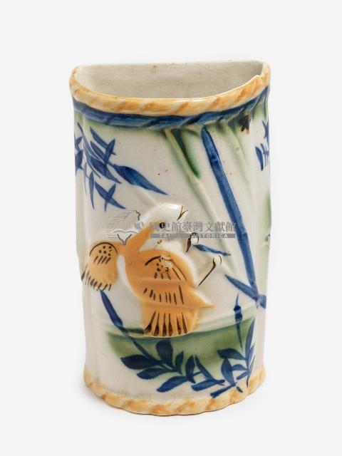 彩繪浮雕花鳥竹紋瓷質筷籠藏品圖，第1張