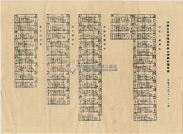 富國徵兵保險相互會社定款含十年期滿價格單位表藏品圖，第2張