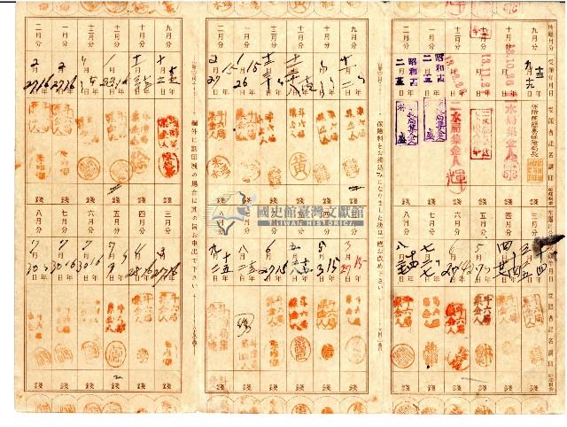 昭和十三年劉氏貴繳納保險費用之領收帳藏品圖，第2張