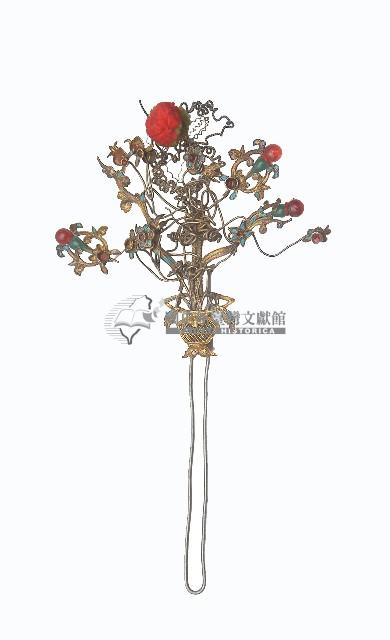 金屬製花卉圖形髮釵藏品圖，第2張