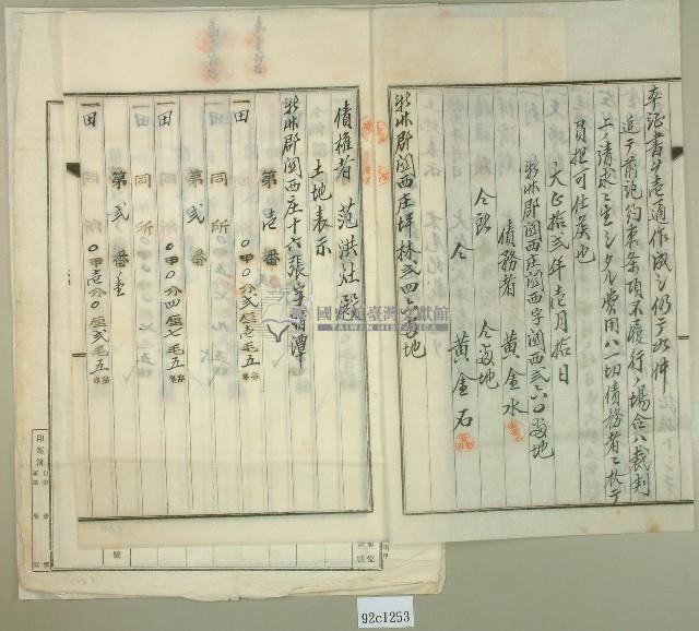 大正十二年黃金水等抵擋權設定證書藏品圖，第2張