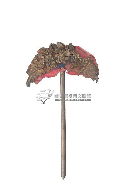 金屬製半月型雕花髮釵髮釵一對藏品圖，第2張